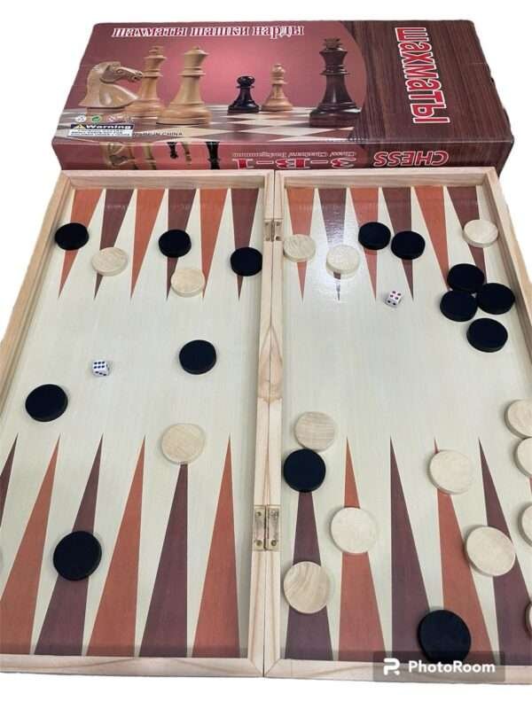 3-in-1 Wooden Chess Set - Image 5