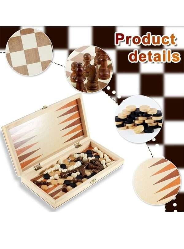 3-in-1 Wooden Chess Set - Image 8
